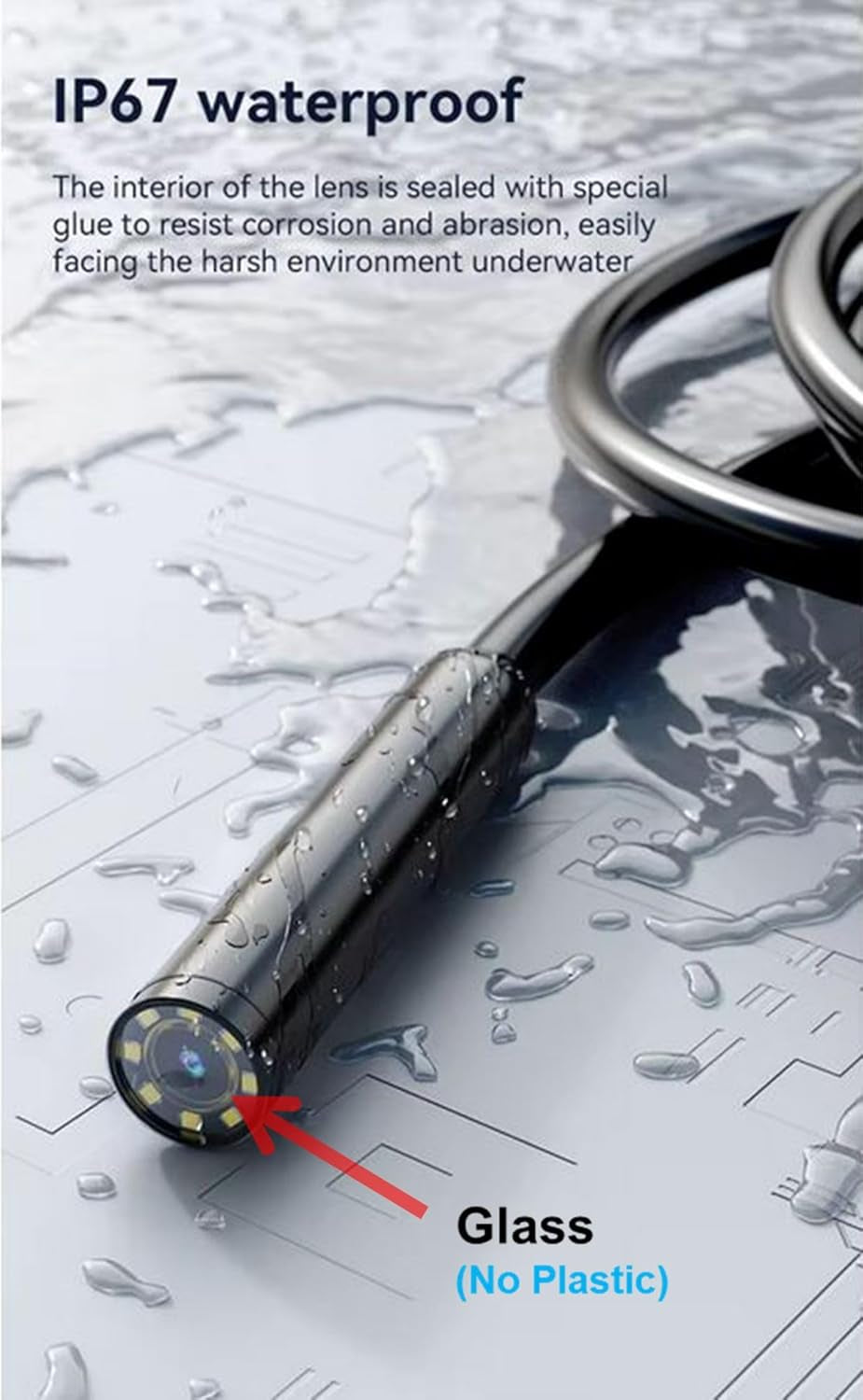 1920P HD 9.84FT Endoscope Camera with Light, Borescope with 8 Adjustable LED Lights, USB Type C, Inspection Camera with Semi-Rigid Snake Cable for Android and Ios Smartphones, Iphone, Ipad.