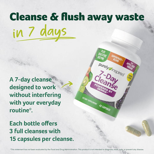 7-Day Detox Cleanse - Whole Body Cleanse & Detox Pills for Women & Men, Powered with Senna Leaf, Vitamin C, Apple Cider Vinegar, Digestive Enzymes & Probiotics - 42 Acai Berry Capsules
